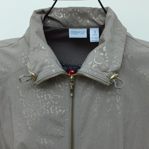 NEW Light Weight Zip Stretchy Tan Gold Jacket SZ 1 - Picture 3 of 7